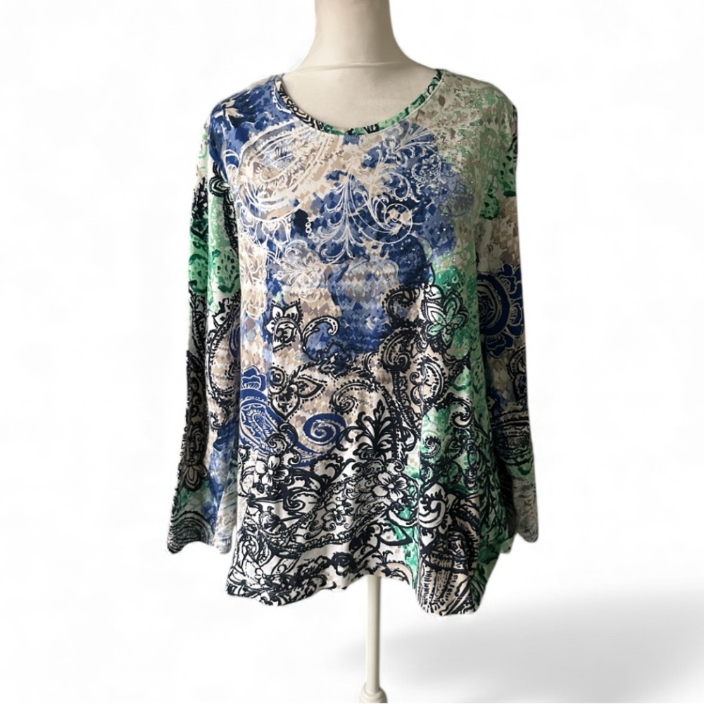 CJ Banks Multicolor Patterned Women's Blouse size 1X